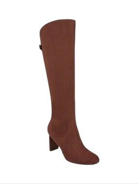 Customer Return Size 10 Adelaydef Women's Tall Brown Suede Block Heel Boots